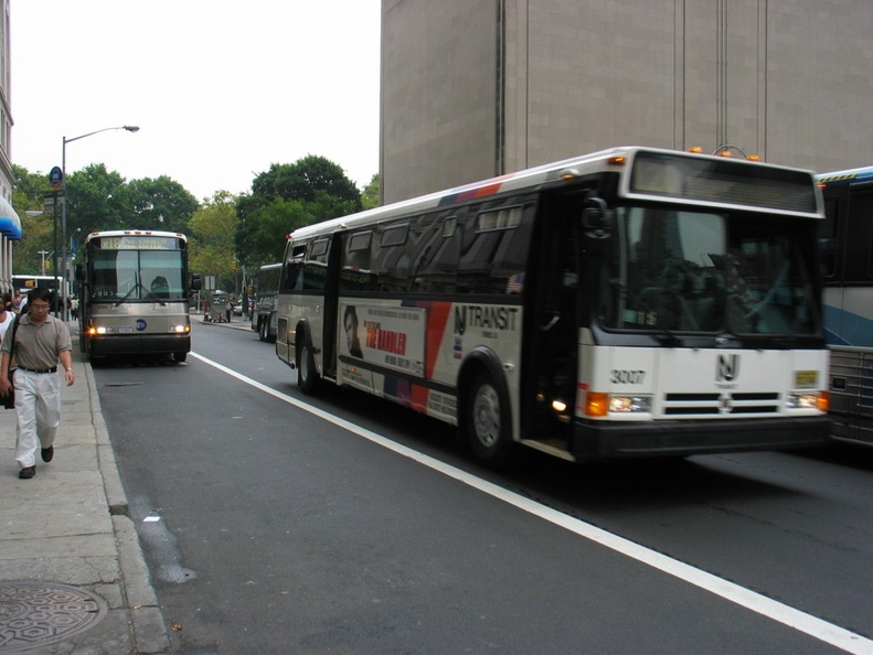 NJT Flxible Metro B 3007 @ Greenwich St (Rt 120). Photo taken by Brian Weinberg, 08/26/2003. IMG_4344.jpg