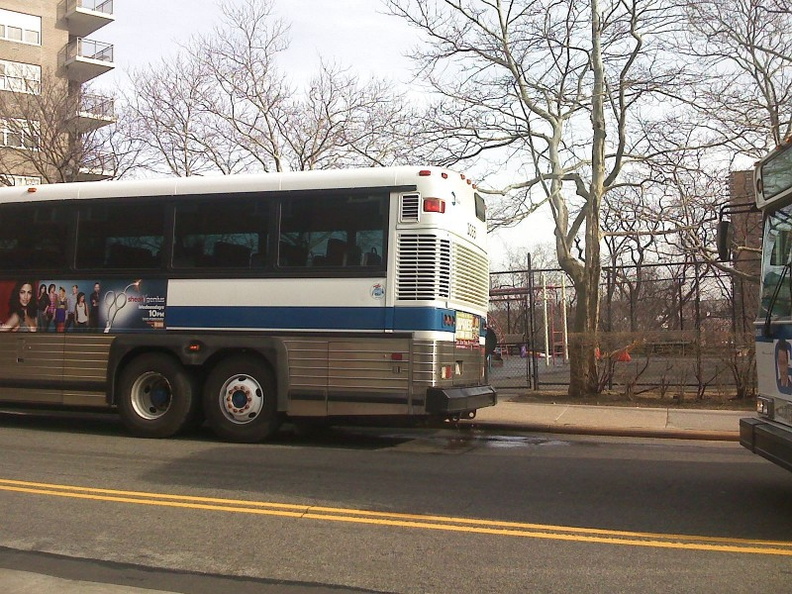 MTA Bus Co MCI D4500 3066 @ Kappock Street (BxM1/2). Bus appeared to be disabled. - MTA Bus Co MCI D4500 3066 @ Kappock Street (BxM1/2). Bus appeared to be disabled. Smoke and water were pouring out of the engine compartment. img203a.jpg