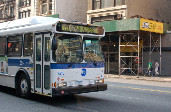 MTA Bus Orion 05.501 CNG 7215 (ex-Triboro Coach 3001) @ 23 St &amp; Madison Ave (BM1). Photo taken by Brian Weinberg, 7/26/2006.