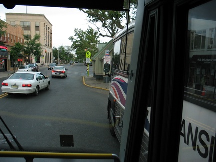 Layover stop @ Westwood on Broadway. Rockland Coaches Route 84. Photo taken by Brian Weinberg, 07/09/2003.