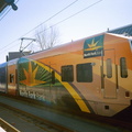 NJ Transit HBLR LRV 2004A @ MLK BLVD. Note the North Fork bank wrap. Photo taken by Wayne Whitehorne, 3/11/2006.