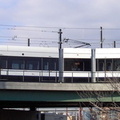 A HBLR LRV makes the turn. Photo by Brian Weinberg, 01/23/2003.