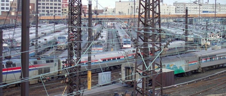 Amtrak E-60, AEM-7, P42, amfleet, heritage, baggage, and more, plus NJT various @ Sunnyside Yard. Photo by Brian Weinberg, 01/09