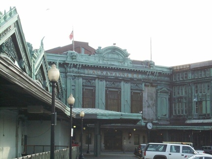 Exterior of Hoboken Terminal. Photo taken by Brian Weinberg, 03/25/2001.
