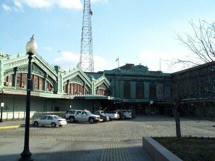 Exterior of Hoboken Terminal. Photo taken by Brian Weinberg, 03/25/2001.