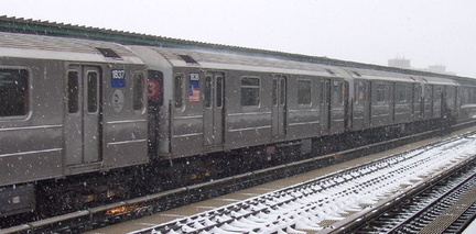 R-62A 1838 @ Junius St (3). Photo taken by Brian Weinberg, 02/17/2003. This was the Presidents Day Blizzard of 2003.
