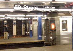 R-68 2700 @ 59 St - Columbus Circle (D). Photo taken by Brian Weinberg, 02/02/2003. (112kb)