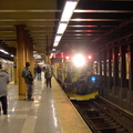 Work train @ 36 St (N). The diesel was in &quot;diesel&quot; mode and filled the station with smoke. Photo taken by Brian Weinbe