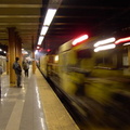 Work train @ 36 St (N). The diesel was in &quot;diesel&quot; mode and filled the station with smoke. Photo taken by Brian Weinbe