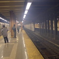 Smoke from passing work train @ 36 St (N). The diesel was in &quot;diesel&quot; mode and filled the station with smoke. Photo ta