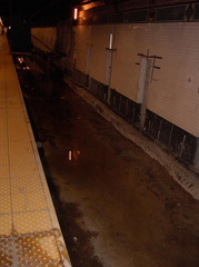 Southbound &quot;express&quot; trackway, soon to be the northbound track. Note all the water. Photo by Brian Weinberg, 11/27/200