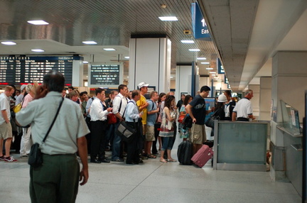 Amtrak ticketholders seated waiting area