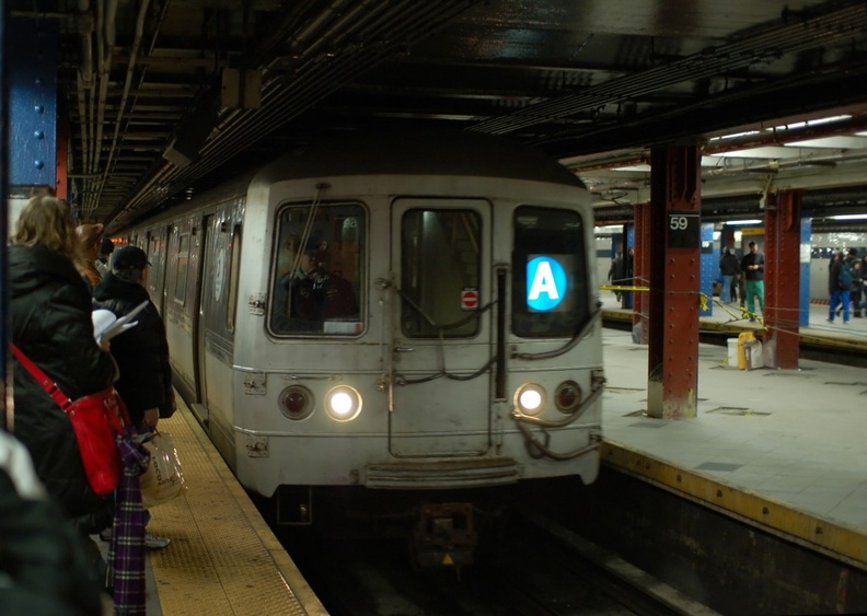 R-44 5422 @ 59 St - Columbus Circle (A). Renovation of center platform seen at right. - R-44 5422 @ 59 St - Columbus Circle (A). Renovation of center platform seen at right. DSC_3285fa.jpg