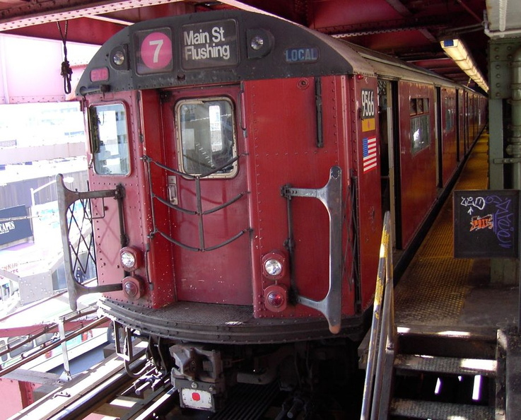 R-36WF 9566 @ Queensboro Plaza (7). Photo taken by Brian Weinberg, 3/16/2003.