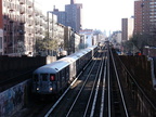 R-62A train @ south of 125 St (1) on the Manhattan Valley viaduct. Photo taken by Brian Weinberg, 4/16/2004.