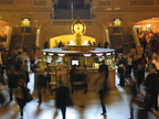 Grand Central Terminal main waiting room, zoomed in on the information booth. Photo taken from the west staircase. Photo taken b