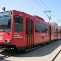 San Diego Trolley Siemens-Duwag LRV #2001 @ Santee Town Center. Photo taken by Brian Weinberg, 6/6/2004.