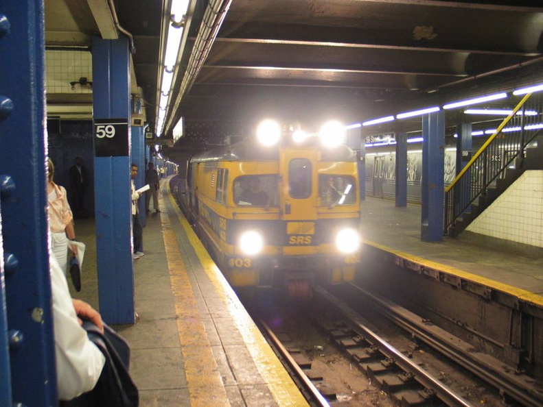 Sperry Rail Car SRS 403 @ 59 St-Columbus Circle. Photo taken by Brian Weinberg, 6/15/2004.