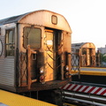 R-32 3645 (Q) and R-32 3605 (F) @ Coney Island - Stillwell Av. Photo taken by Brian Weinberg, 6/23/2004.