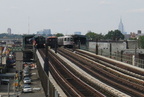 R-4 484 and BU Gate Car @ between Ave I and Bay Parkway on the Culver Line (Fan Trip). Photo taken by Brian Weinberg, 7/25/2004.