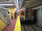 SEPTA Broad Street Subway train @ Pattison (Lower Level) because of an Eagle home game. Photo taken by Brian Weinberg, 9/12/2004