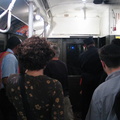 R-1 100 (interior) with various railfans (in service on the F line / Centennial Celebration Special). Photo taken by Brian Weinb
