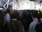 R-1 100 (interior) with various railfans (in service on the F line / Centennial Celebration Special). Photo taken by Brian Weinb