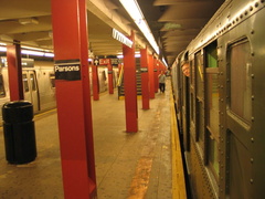 R-4 484 @ Parsons Blvd (in service on the F line / Centennial Celebration Special). Photo taken by Brian Weinberg, 9/26/2004.