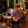 R-4 484 (interior) with John and Lincoln (in service on the F line / Centennial Celebration Special). Photo taken by Brian Weinb