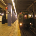 R-1 100 @ 2 Av (in service on the F line / Centennial Celebration Special). Photo taken by Brian Weinberg, 9/26/2004.
