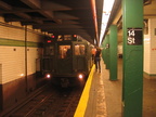 R-1 100 @ 14 St (in service on the F line / Centennial Celebration Special). Photo taken by Brian Weinberg, 9/26/2004.