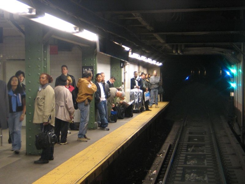 Stunned geese @ Lexington Av - 59 St (N/R/W). Museum train is running in-service. Photo taken by Brian Weinberg, 10/28/2004.