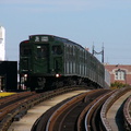 R-1 100 @ 30 Av (N/W). Museum train is in-service. Photo taken by Brian Weinberg, 10/28/2004.