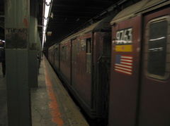 R-33WF 9314 @ Times Square - 42 St (BMT). Photo taken by Brian Weinberg, 7/10/2003.