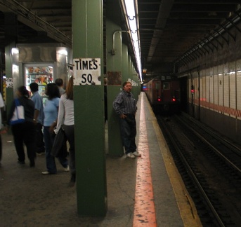 R-33WF 9325 @ Times Square - 42 St (BMT). Photo taken by Brian Weinberg, 7/10/2003.