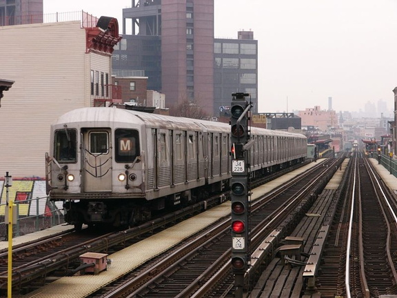 R-42 4649 @ Myrtle Av (M). Photo taken by Brian Weinberg, 1/3/2005.