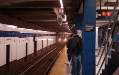 R-32 3844 @ Broadway - Lafayette St (F). Train was not in service. Train also included R-32GE cars 3880-3881. Photo taken by Bri