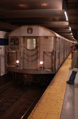 R-32 3844 @ Broadway - Lafayette St (F). Train was not in service. Train also included R-32GE cars 3880-3881. Photo taken by Bri