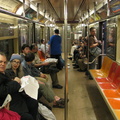 R-62A 2365 (interior). Last (9) train ever. Note all of the railfans onboard. Photo taken by Brian Weinberg, 5/27/2005.