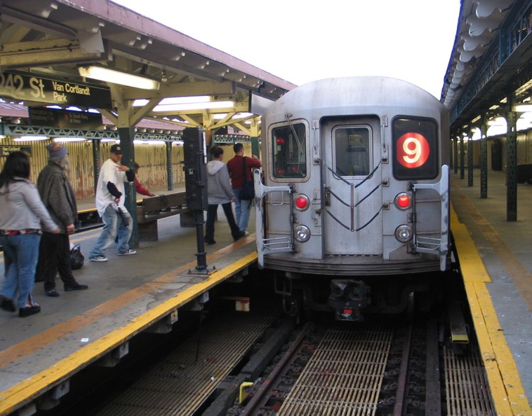 R-62A 2365 @ 242 St (9). The very last (9) train ever has completed its journey home. Photo taken by Brian Weinberg, 5/27/2005. IMG_3503a.jpg