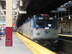 Amtrak AEM7 907 @ Newark Penn Station. Photo taken by Brian Weinberg, 7/17/2005.