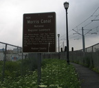 Morris Canal sign @ Marin Boulevard (HBLR). Photo taken by Brian Weinberg, 7/17/2005.