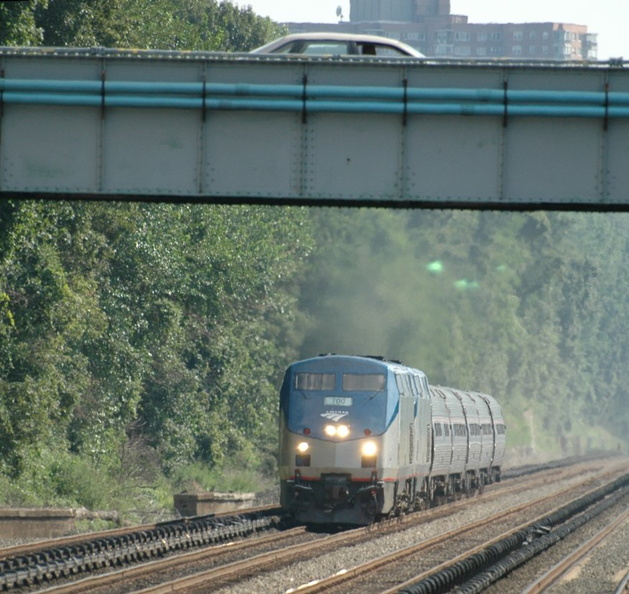 Amtrak P32AC-DM 700 and 716 @ Riverdale (MNCR Hudson Line). Photo taken by Tamar Weinberg, 7/24/2005.