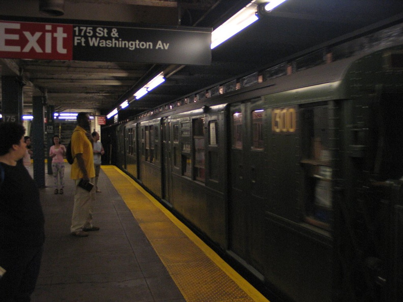 R-4 1300 @ 175 St (A). Consist was deadheading to Columbus Circle for a Transit Museum excursion to the Rockaways. 1300 has just been completely restored. Photo taken by Brian Weinberg, 8/21/2005. IMG_4128a.jpg