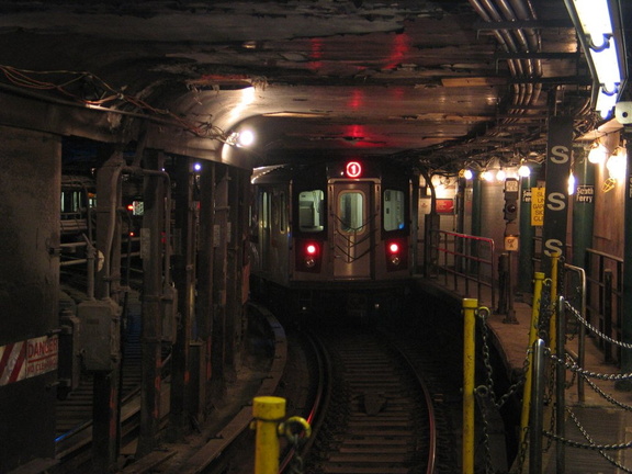 R-142 @ South Ferry (2) but signed as a (1) [G.O. had only 2 and 5 trains stopping at South Ferry]. Photo taken by Brian Weinber