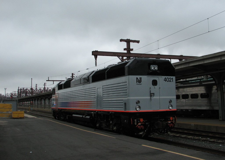 NJT PL42AC 4021 @ Hoboken Terminal. Photo taken by Brian Weinberg, 9/14/2005.