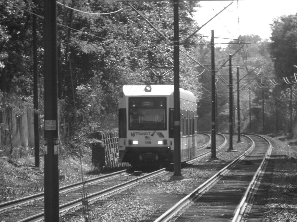 NJT NCS LRV 110B @ Heller Parkway waiting to enter the single tracking going on this day. Photo taken by Brian Weinberg, 9/18/20
