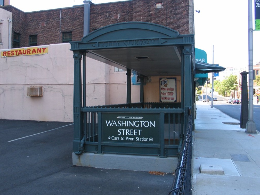 Entrance to the Washington Street station of the Newark City Subway. Photo taken by Brian Weinberg, 9/18/2005.