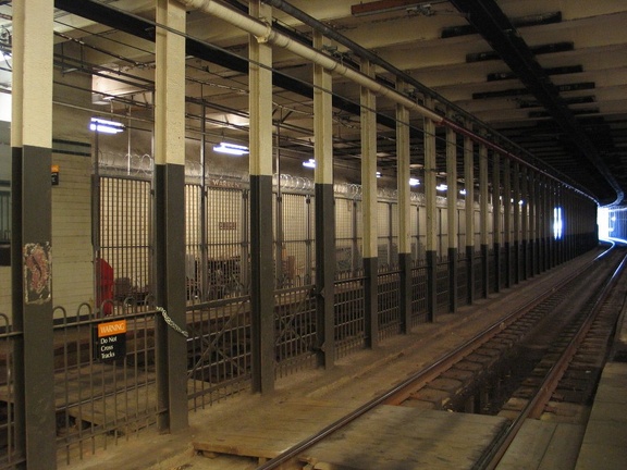 Abandoned portion of the inbound platform of the Warren Street station of the Newark City Subway. Photo taken by Brian Weinberg,