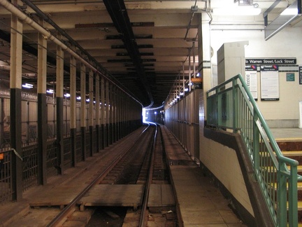 Abandoned portions of the inbound (left) and outbound (right) platforms of the Warren Street station of the Newark City Subway.